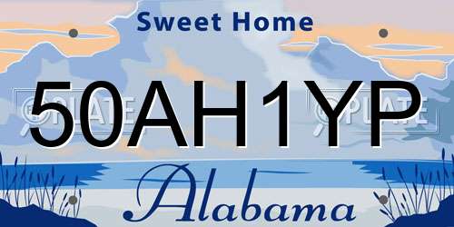 50AH1YP Alabama License Plate