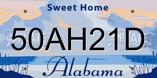 50AH21D Alabama License Plate