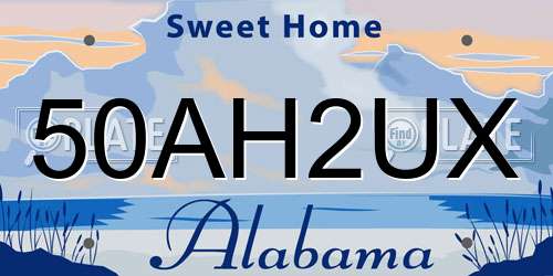 50AH2UX Alabama License Plate
