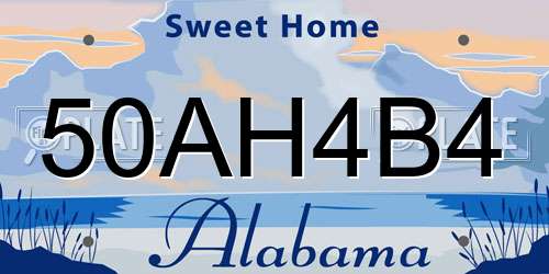 50AH4B4 Alabama License Plate