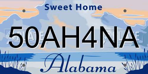 50AH4NA Alabama License Plate