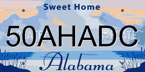 50AHADC Alabama License Plate