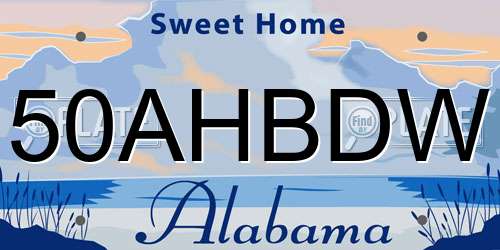 50AHBDW Alabama License Plate