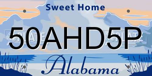 50AHD5P Alabama License Plate