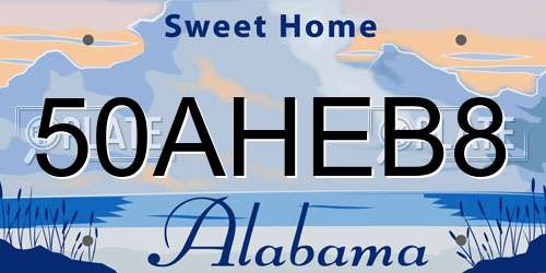 50AHEB8 Alabama License Plate