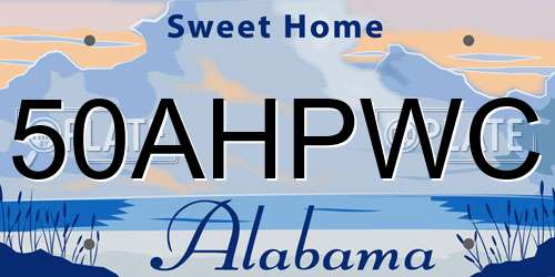 50AHPWC Alabama License Plate
