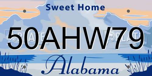 50AHW79 Alabama License Plate