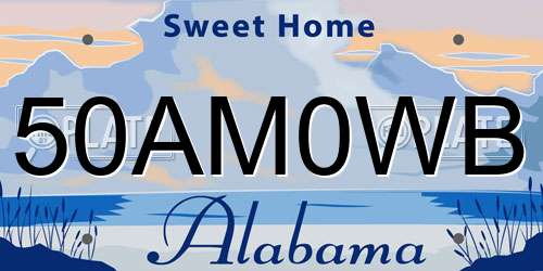 50AM0WB Alabama License Plate