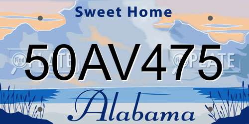 50AV475 Alabama License Plate