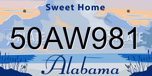 50AW981 Alabama License Plate