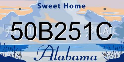 50B251C Alabama License Plate