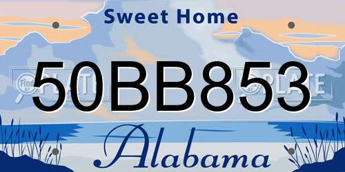 50BB853 Alabama License Plate