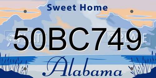 50BC749 Alabama License Plate