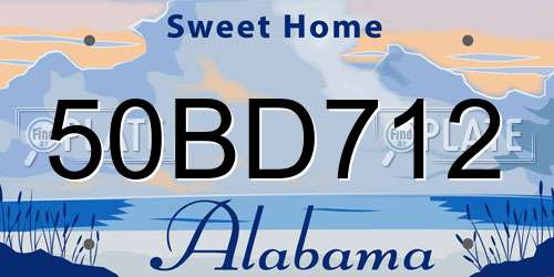 50BD712 Alabama License Plate