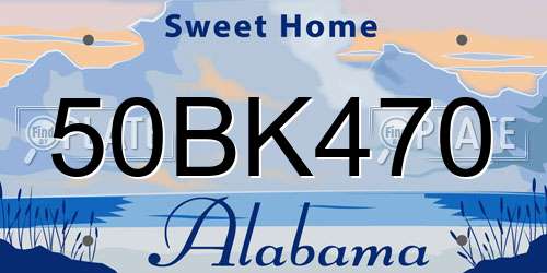 50BK470 Alabama License Plate