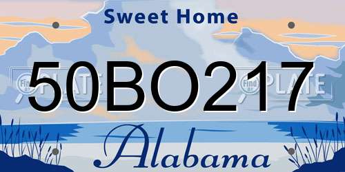 50BO217 Alabama License Plate