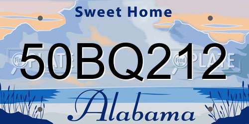 50BQ212 Alabama License Plate