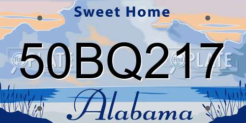 50BQ217 Alabama License Plate