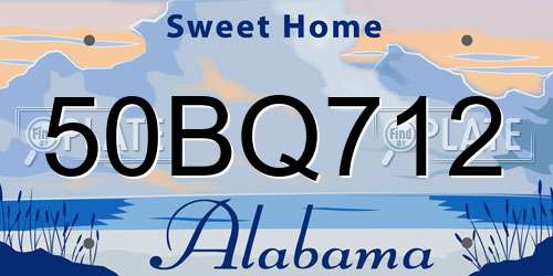 50BQ712 Alabama License Plate