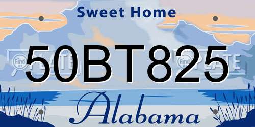 50BT825 Alabama License Plate