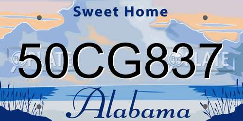 50CG837 Alabama License Plate