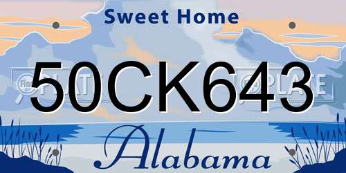 50CK643 Alabama License Plate