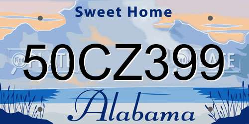 50CZ399 Alabama License Plate