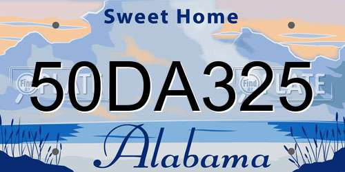 50DA325 Alabama License Plate