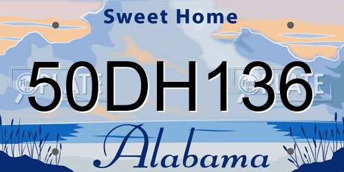 50DH136 Alabama License Plate