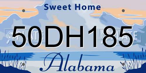 50DH185 Alabama License Plate