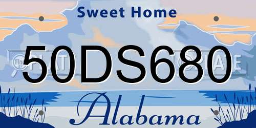 50DS680 Alabama License Plate