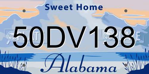 50DV138 Alabama License Plate