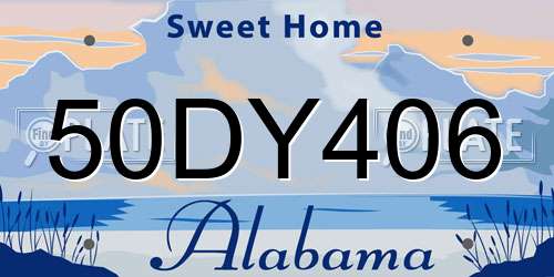 50DY406 Alabama License Plate