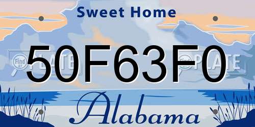 50F63F0 Alabama License Plate