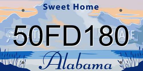 50FD180 Alabama License Plate