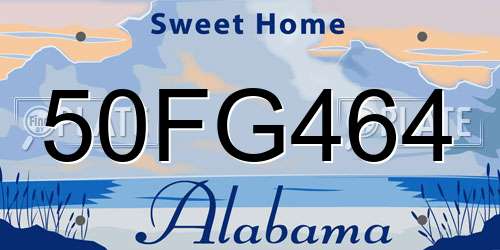 50FG464 Alabama License Plate