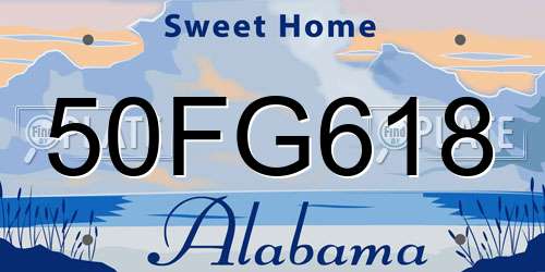 50FG618 Alabama License Plate