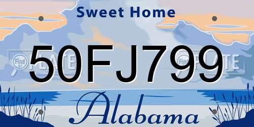 50FJ799 Alabama License Plate