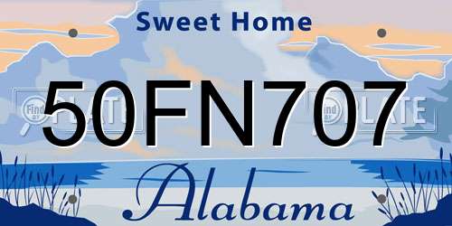 50FN707 Alabama License Plate
