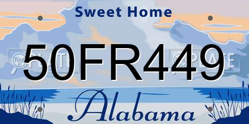 50FR449 Alabama License Plate