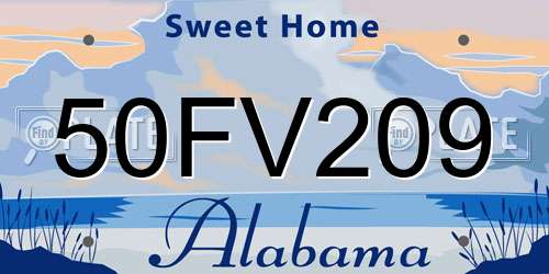 50FV209 Alabama License Plate