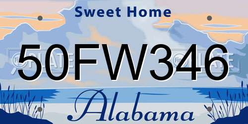 50FW346 Alabama License Plate