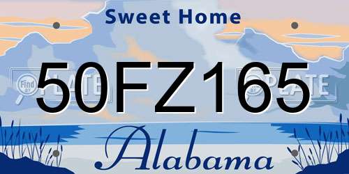 50FZ165 Alabama License Plate