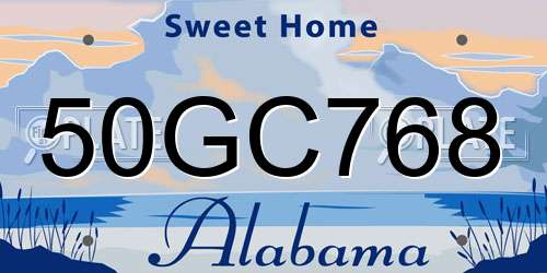 50GC768 Alabama License Plate