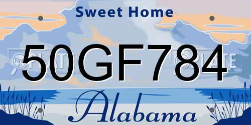 50GF784 Alabama License Plate