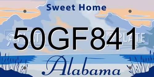 50GF841 Alabama License Plate