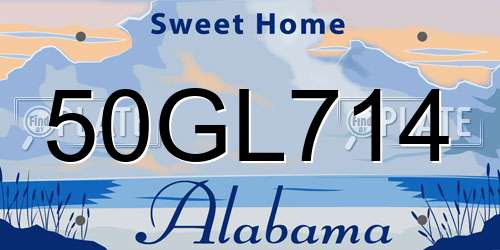 50GL714 Alabama License Plate