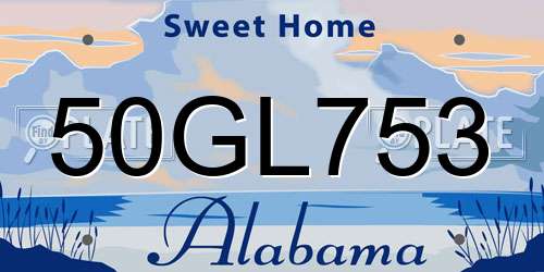 50GL753 Alabama License Plate