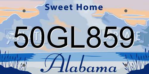 50GL859 Alabama License Plate