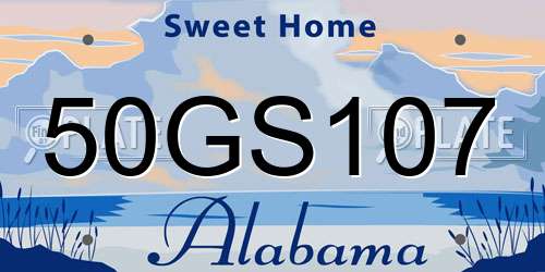 50GS107 Alabama License Plate